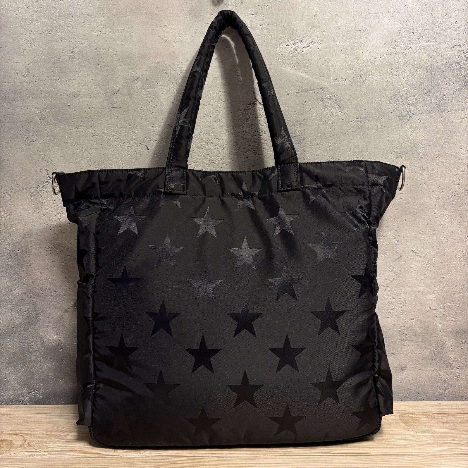 美品✨PORTER FLAG 星柄 2WAY トートバッグ ショルダー付 ブラック A4