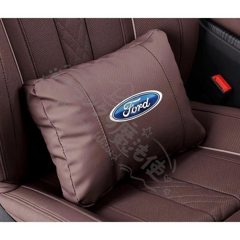 【新品未使用】★フォード FORD★モカブラウン★ネックパッド 腰クッション 車用 背もたれクッション ネックピロー ヘッドレスト レザー 背当て 通気性 快適サポート CT2D1222Q012