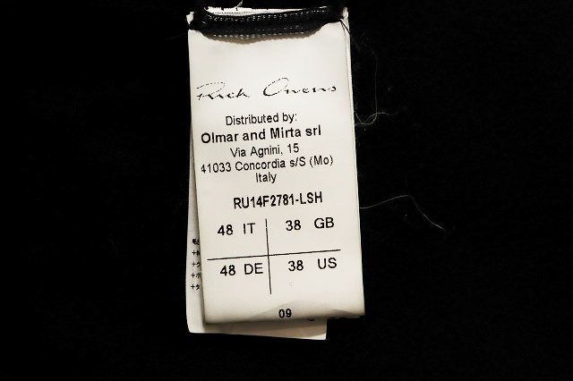 リックオウエンス Rick Owens 14AW INTARSIA SHEARING JACKET BLACK 48