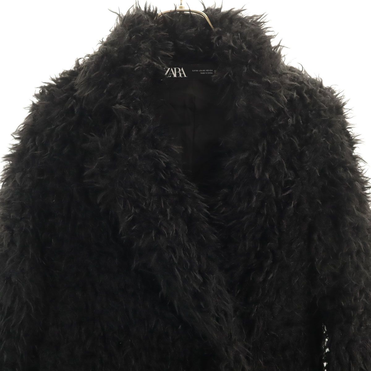 ZARA ザラ フェイク ファーコート XS ブラック レディース 古着 - メルカリ