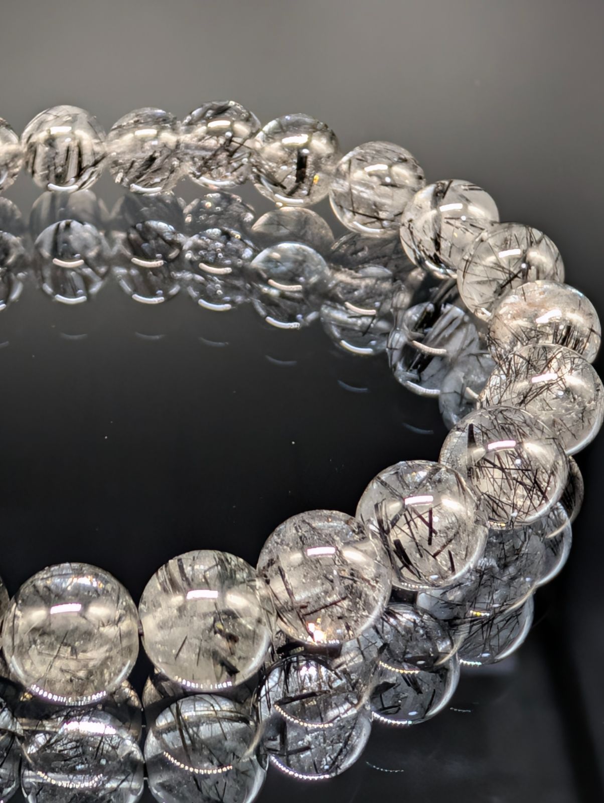 高品質・金運】ブラックルチルクォーツ 8mm 配送 ブレスレット 天然石