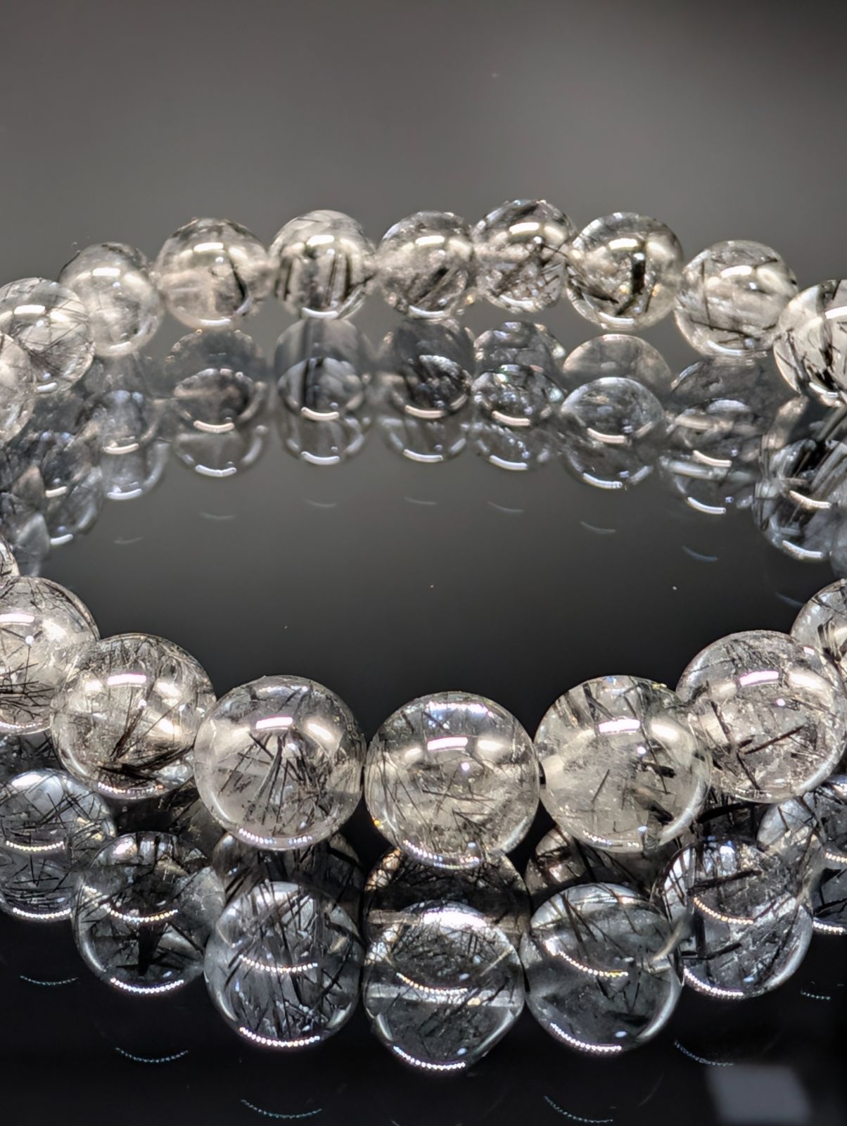 高品質・金運】ブラックルチルクォーツ 8mm 配送 ブレスレット 天然石