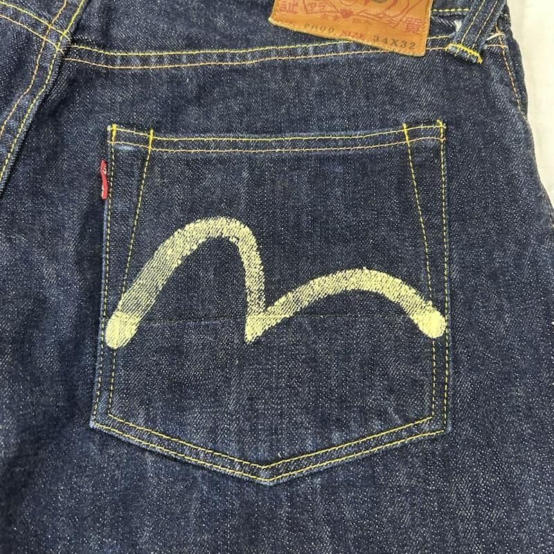 EVUIS ヱビス No.2 36インチ 黄色カモメ lot2000 エヴィス エヴィス No.2 Lot.2000 黄色カモメ ストレートデニム ボタンフライ