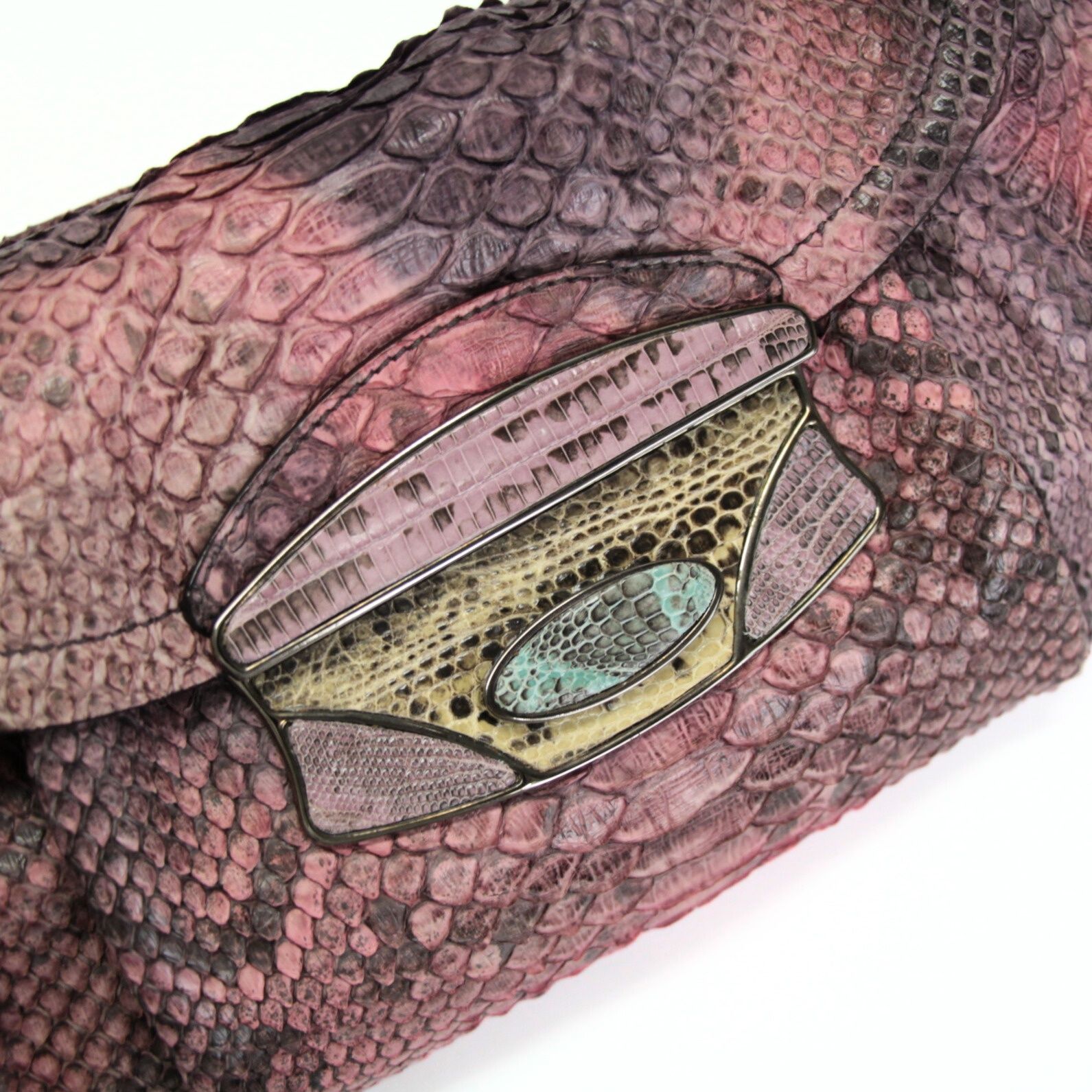 プラダ PRADA 三角ロゴ ショルダーバッグ パイソンレザー ピンク系