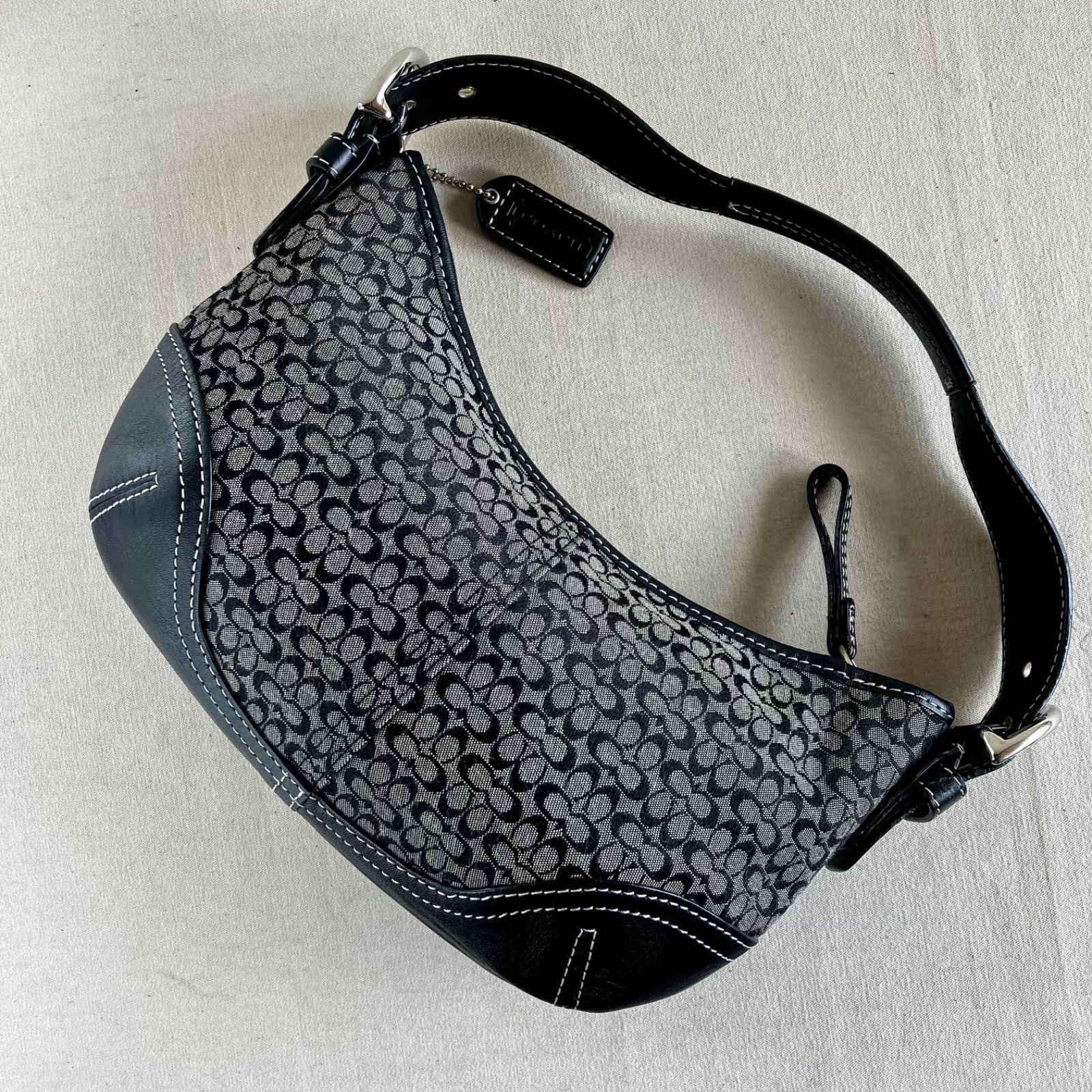 バッグ Coach Signature Soho Hobo Shoulder y2k Vintage Coach Shoulder Hand bag Soho 1461 Black Leather Y2K Mini