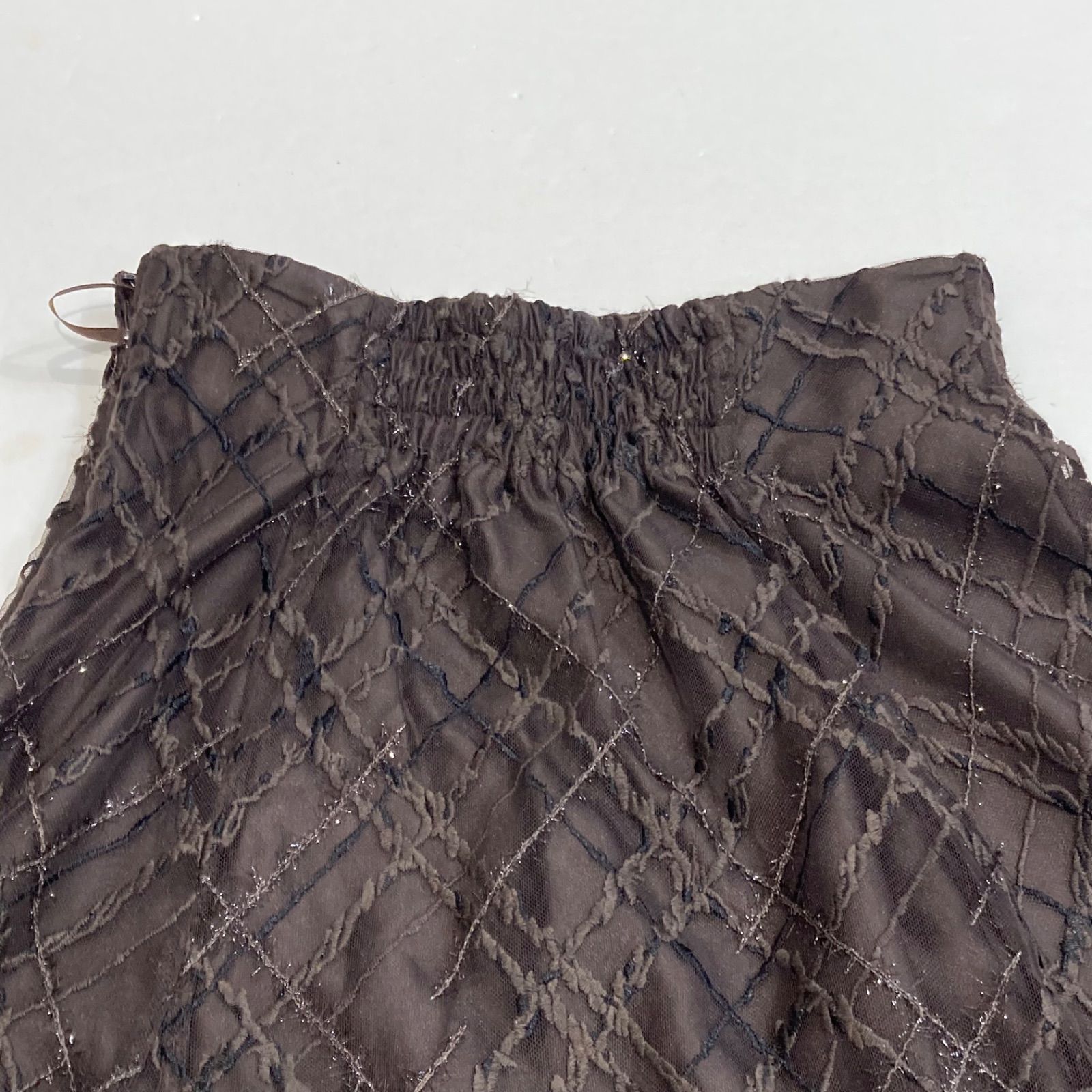 Apuweiser-riche アプワイザーリッシェ チェック刺繍 スカート 茶色