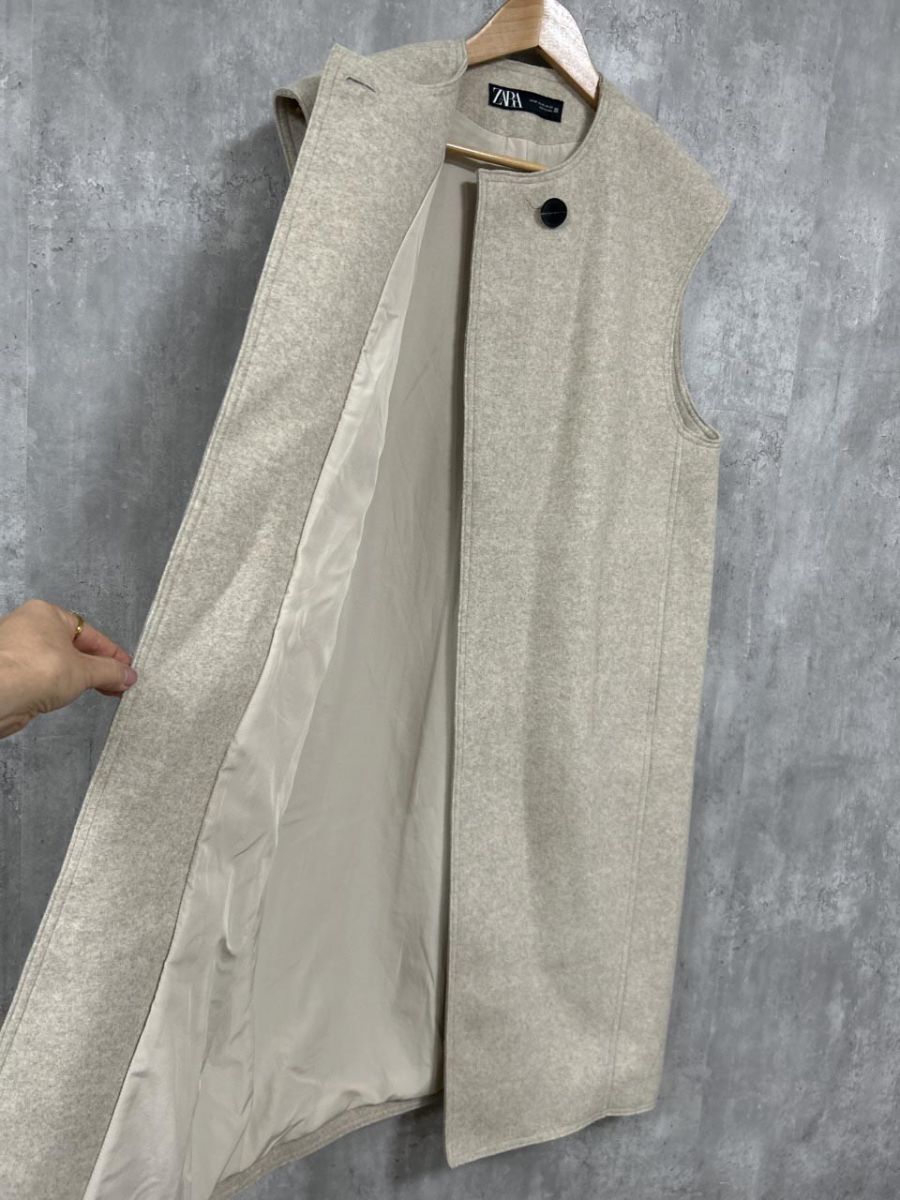 ZARA ザラ 完売品 ジレ ソフト ロング ベスト sizeXS/ライトベージュ
