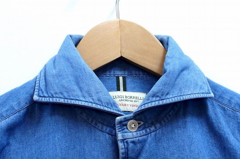 228620】LUIGI BORRELLI ルイジボレッリ デニム 長袖シャツ メンズ M