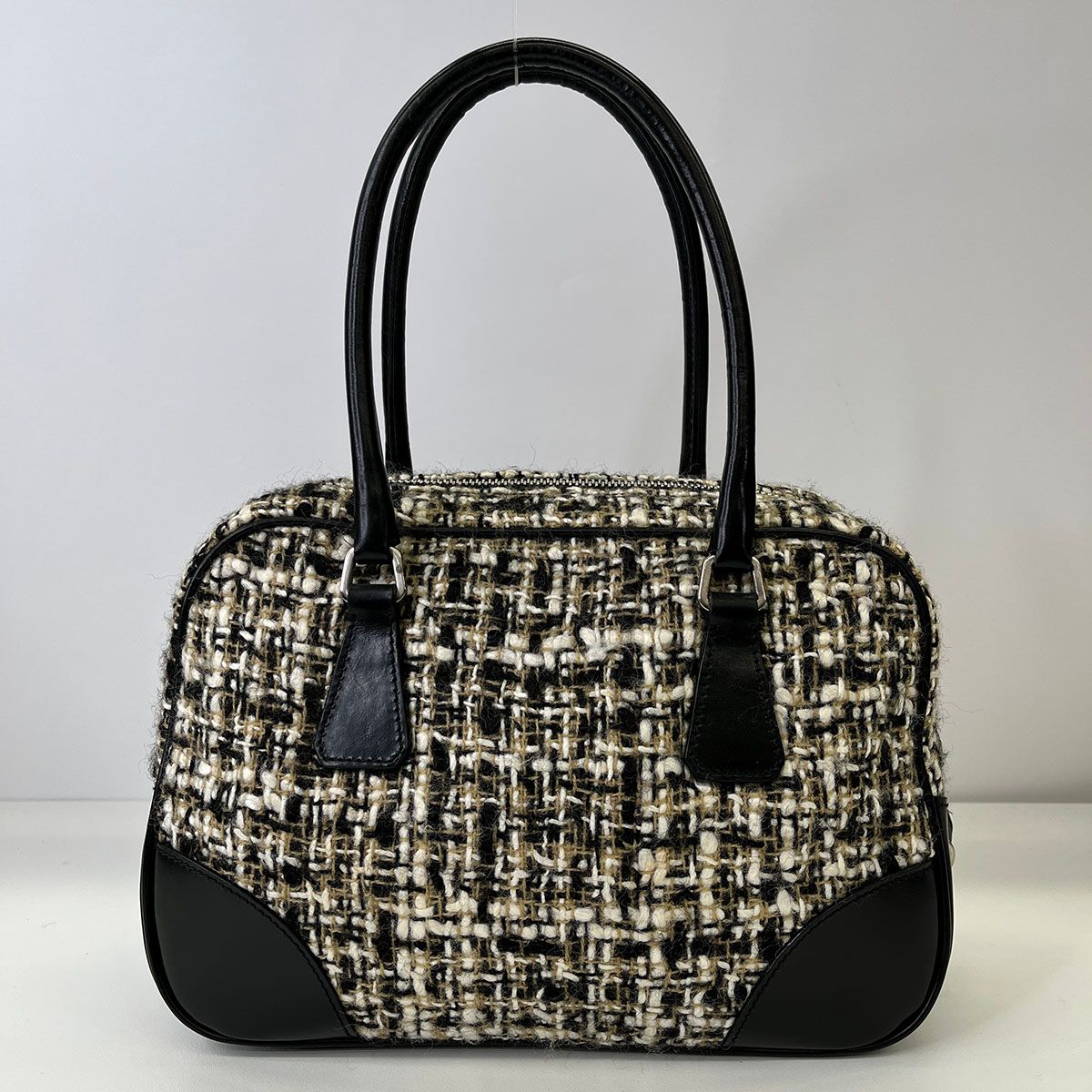 プラダ　ツイード　ハンドバッグ 中古・古着通販】PRADA (プラダ) ツイードハンドバッグ ブラウン