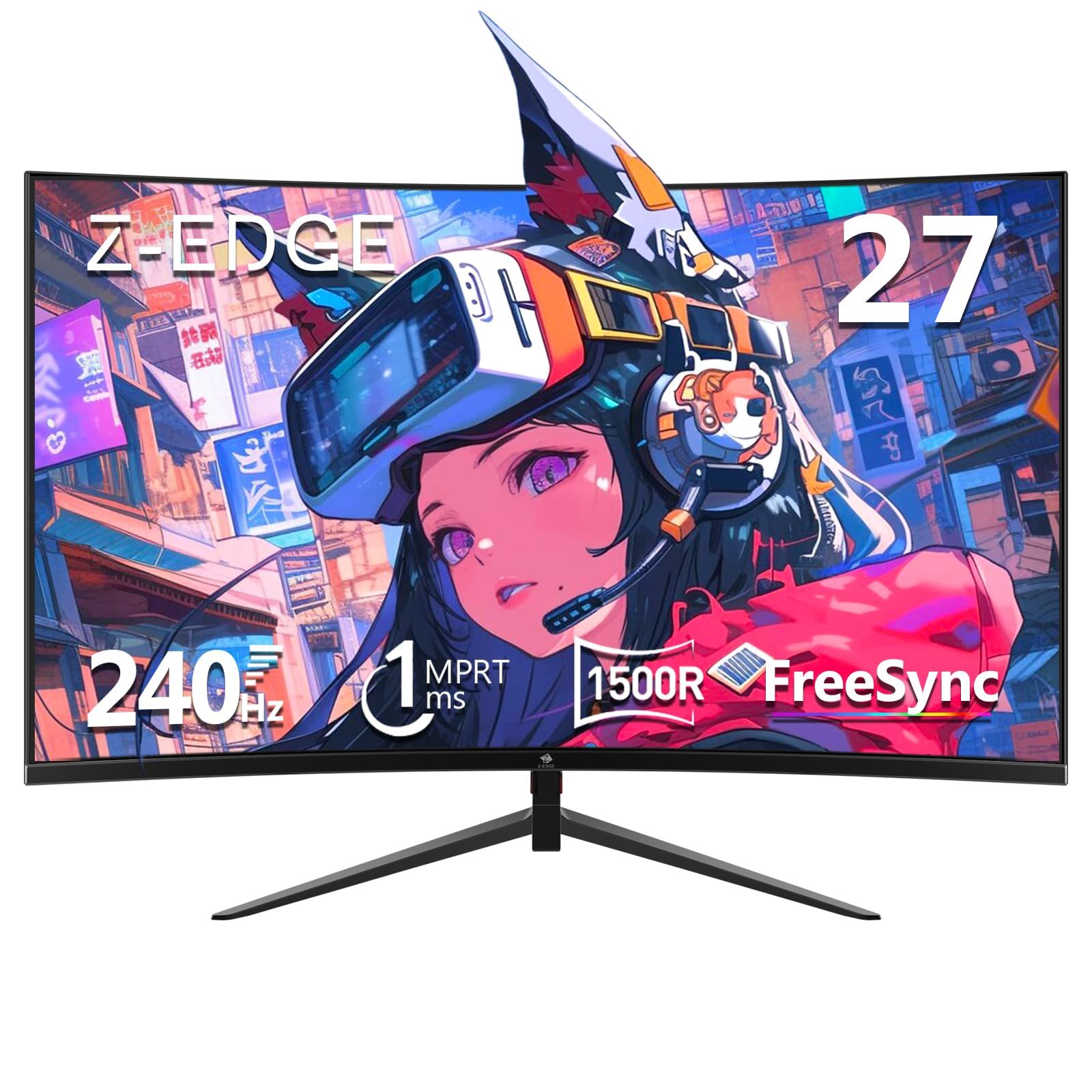 数量限定】湾曲ゲーミングモニター 240Hz 27インチ 1ms 曲面 16:9 Z