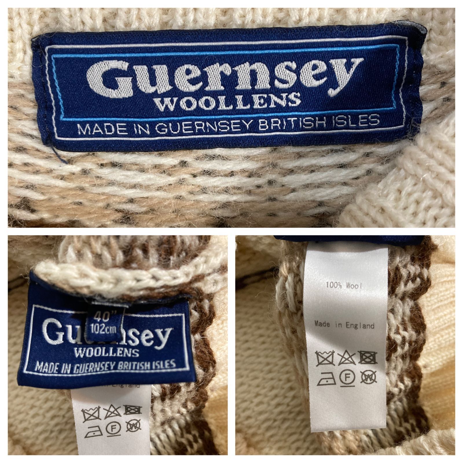 英国製 Guernsey WOOLLENS ガンジーウーレンズ ガンジーセーター 