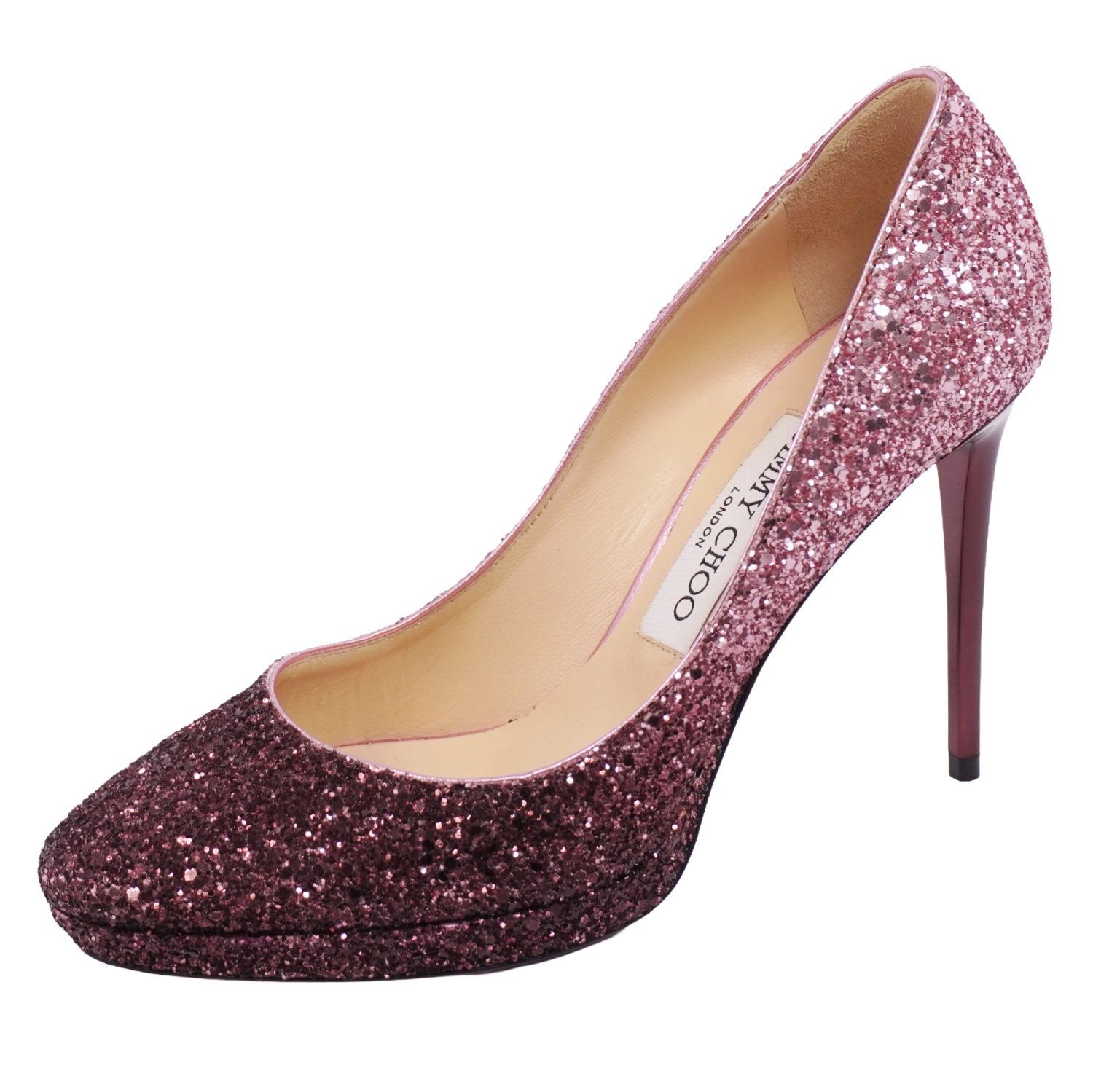 美品 ジミーチュウ JIMMY CHOO パンプス ヒール グリッター プラット
