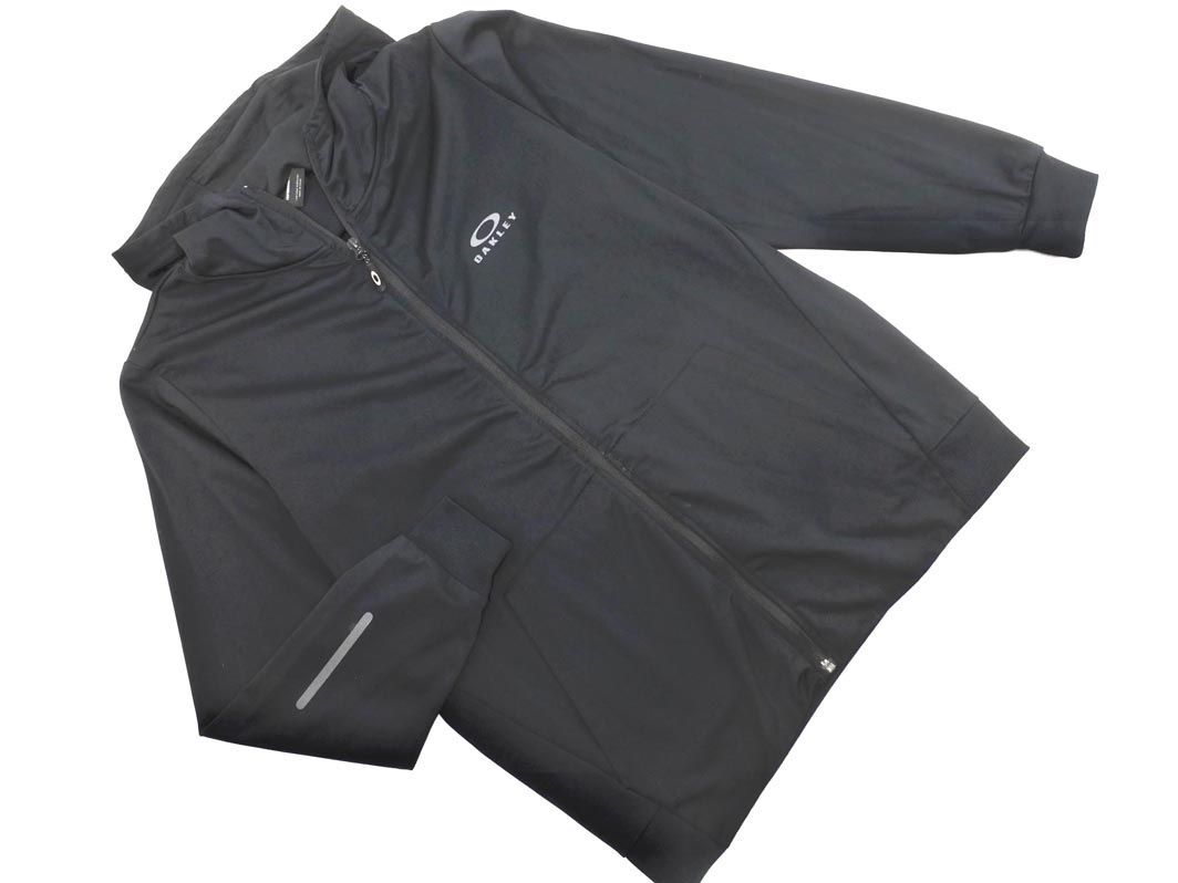 Oakley オークリー ロゴ プリント ジップアップ パーカー sizeL/黒