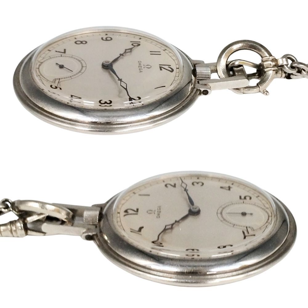 OMEGA オメガ 懐中時計 スモールセコンド 手巻き ステンレス 風防交換