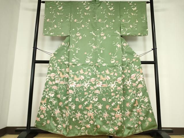 平和屋着物○訪問着 更紗花蝶文 金彩 正絹 逸品 未使用 DAAY9788az