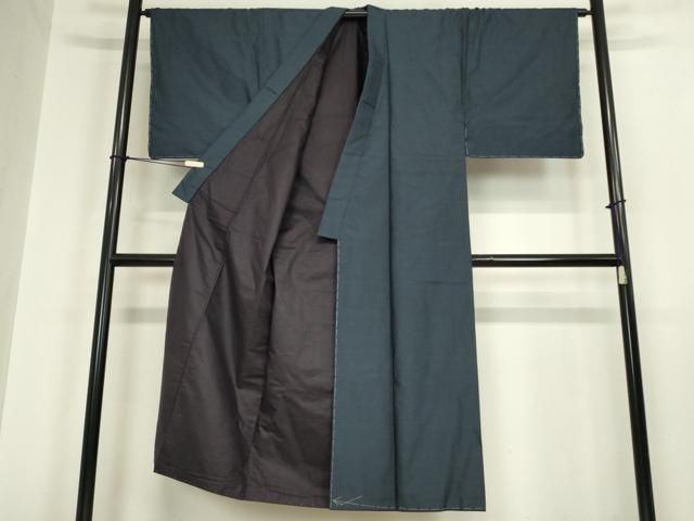 平和屋着物○男性 本場大島紬 アンサンブル 長羽織 格子文 証紙付き