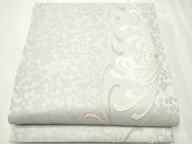 平和屋着物○西陣 高島織物謹製 六通柄袋帯 乱菊献上葉散らし 金銀糸