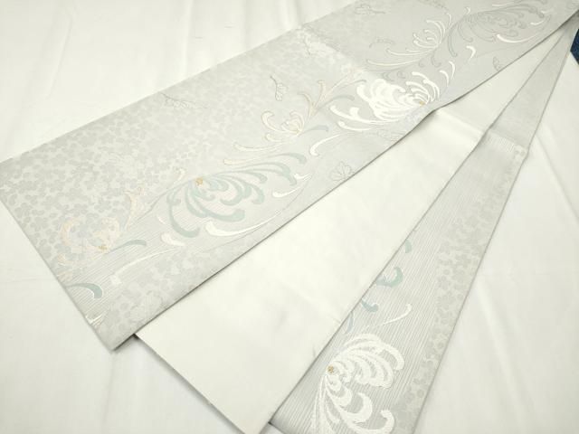 平和屋着物○西陣 高島織物謹製 六通柄袋帯 乱菊献上葉散らし 金銀糸