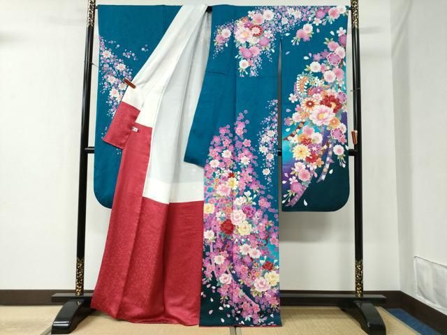 平和屋着物○豪華振袖 舞花文 暈し染め 金彩 正絹 逸品 CABB4203yc