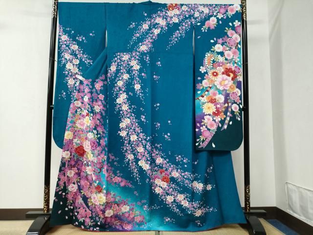 平和屋着物○豪華振袖 舞花文 暈し染め 金彩 正絹 逸品 CABB4203yc