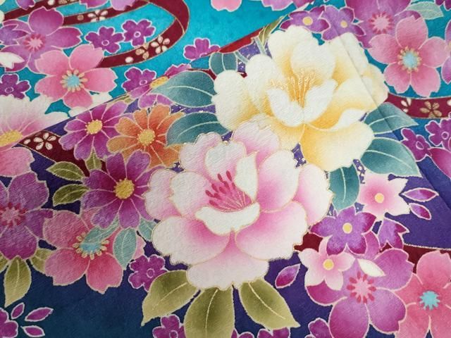 平和屋着物○豪華振袖 舞花文 暈し染め 金彩 正絹 逸品 CABB4203yc