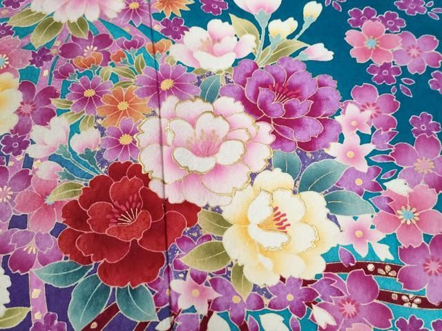 平和屋着物○豪華振袖 舞花文 暈し染め 金彩 正絹 逸品 CABB4203yc