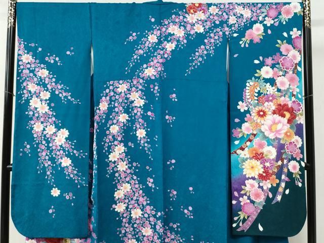 平和屋着物○豪華振袖 舞花文 暈し染め 金彩 正絹 逸品 CABB4203yc