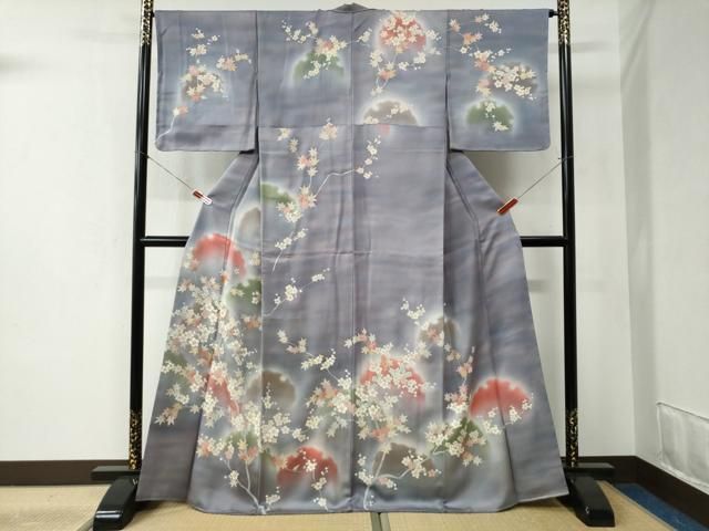平和屋着物○訪問着 刺繍 雪輪枝梅楓文 暈し染め 金彩 正絹 逸品 未