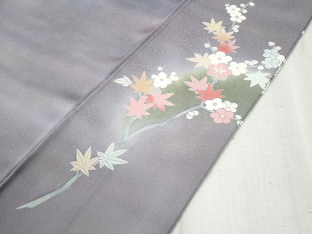 平和屋着物○訪問着 刺繍 雪輪枝梅楓文 暈し染め 金彩 正絹 逸品 未