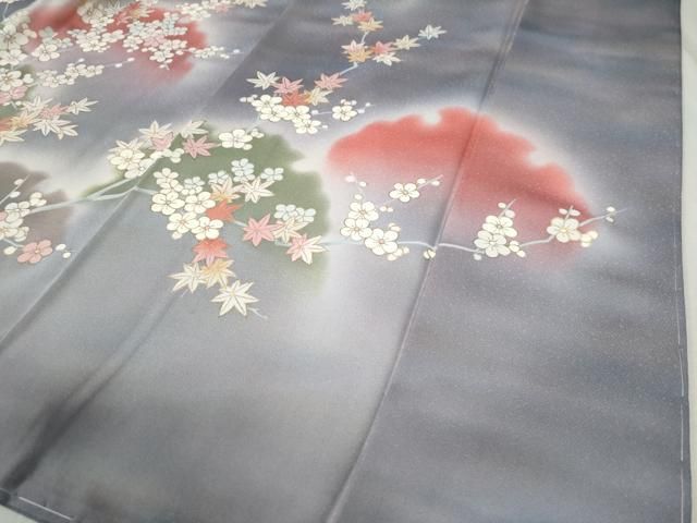 や*ー様 E0404★ 着物淡雪 ★ 正絹　袷　付下げ　小花の刺繍　　粋な暈し地 平和屋着物○訪問着 刺繍 雪輪枝梅楓文 暈し染め 金彩 正絹 逸品 未