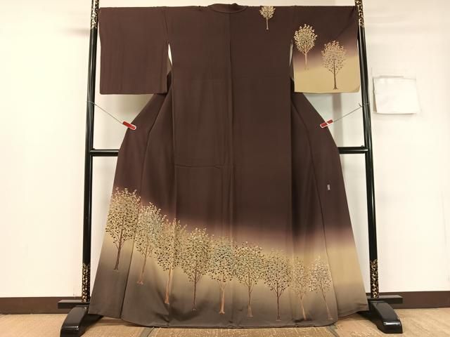 【加賀草木友禅　田村哲彦】正絹　訪問着　鳥柄　落款　裄69 加賀草木友禅 田村哲彦】正絹 訪問着 鳥柄 落款 裄69 - メルカリ