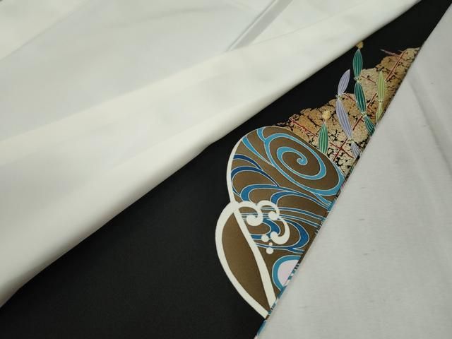 平和屋着物○京加賀友禅 松本健一 黒留袖 浜松木賊花鳥丸文 金彩 正絹