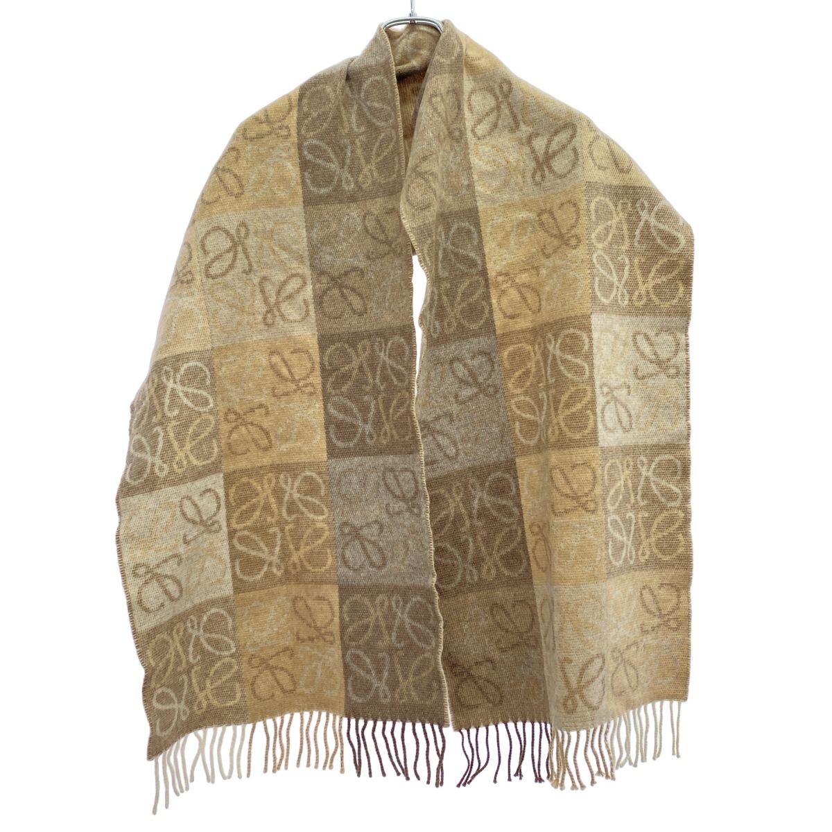 LOEWE ロエベ アナグラム チェッカーボードウールカシミヤストール