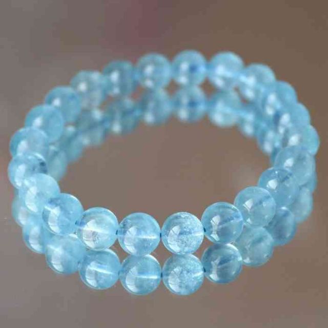 高品質 アクアマリン 9ミリ 3月 誕生石 ファッション ブレスレット