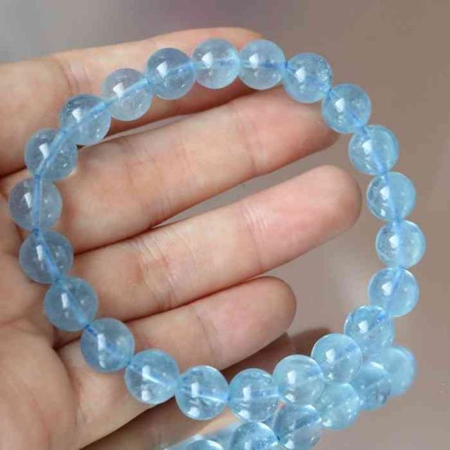 高品質 アクアマリン 9ミリ 3月 誕生石 ファッション ブレスレット
