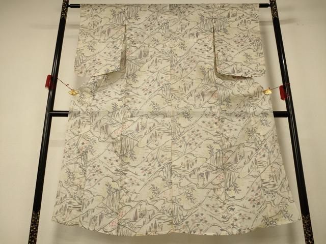 平和屋野田店□夏物 小千谷ちぢみ 蜻蛉吉祥文 麻 逸品 n-gh2980 麻