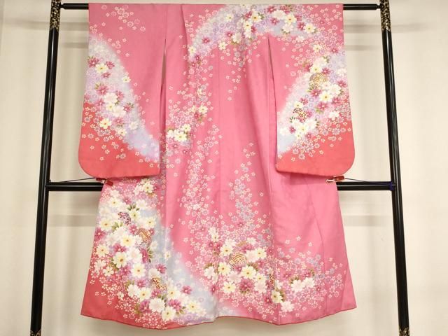 平和屋着物[]七五三 女の子 7歳 祝着 四つ身 購入 花手毬文 暈し