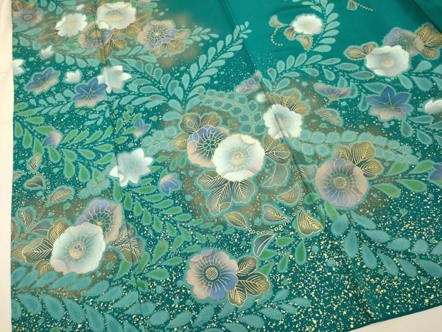 平和屋着物＊夏物　訪問着　絽　正倉院花文　暈し染め　金彩　洗える着物　AABE2651jd 平和屋着物＊夏物 訪問着 絽 正倉院花文 暈し染め