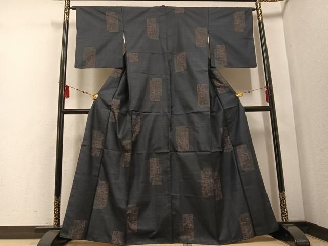 平和屋着物○本場大島紬 一元7マルキ 色紙草花文 正絹 逸品 AABE8954ph