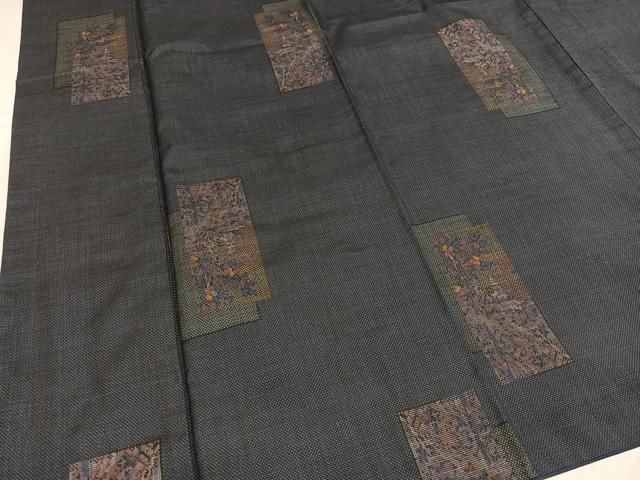 平和屋着物○本場大島紬 一元7マルキ 色紙草花文 正絹 逸品 AABE8954ph