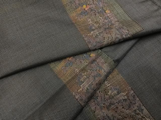 平和屋着物○本場大島紬 一元7マルキ 色紙草花文 正絹 逸品 AABE8954ph