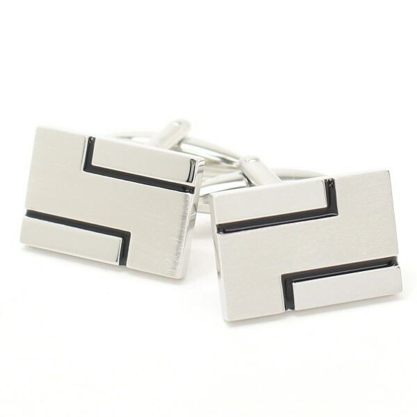 シルバー×ブラックラインのスタイリッシュなカフス カフスボタン カフリンクス cufflinks cuffs メンズ 男性 シルバー スーツアクセサリー専門店 父の日 ギフトにも 誕生日 プレゼント プチギ