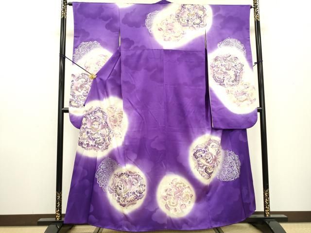 平和屋着物▽豪華振袖 駒刺繍 鳳凰花文 暈し染 金銀糸 三越扱い 正絹