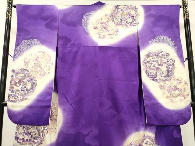 平和屋着物▽豪華振袖 駒刺繍 鳳凰花文 暈し染 金銀糸 三越扱い 正絹