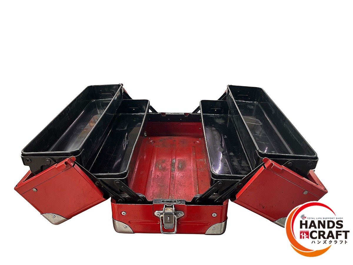工具箱　赤　中古　ツールボックス ◇【中古】KTC 3段 ツールボックス レッド 工具箱 両開き ツールケース