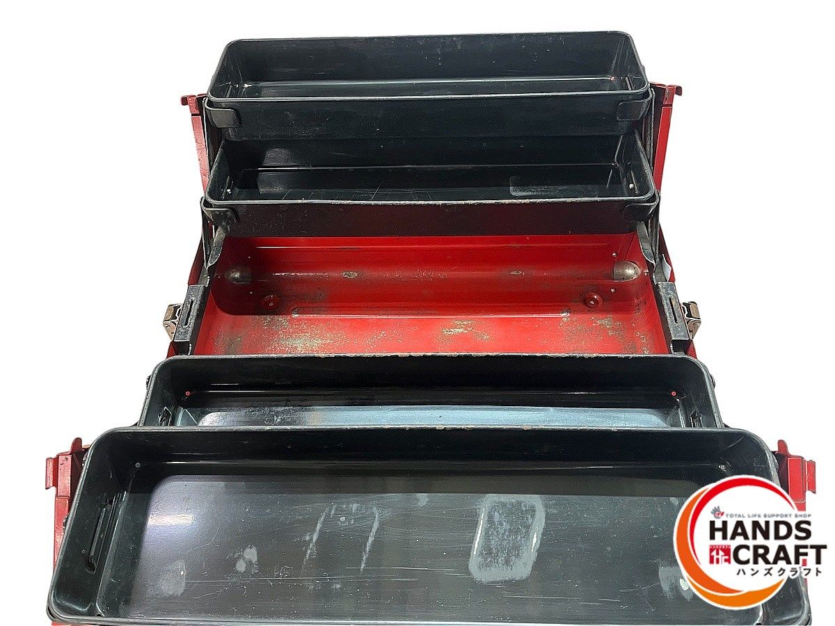 工具箱　赤　中古　ツールボックス ◇【中古】KTC 3段 ツールボックス レッド 工具箱 両開き ツールケース