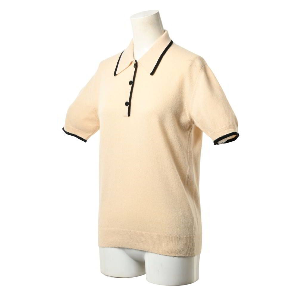 CHANEL ポロシャツ CHANEL 97A カシミヤ ニットポロシャツ ココマークボタン3個付き