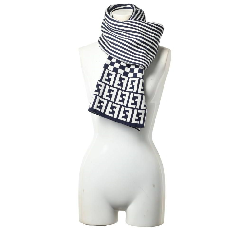 FENDI ズッカ柄 チェッカー ストライプ 切替 ウール マフラー - メルカリ