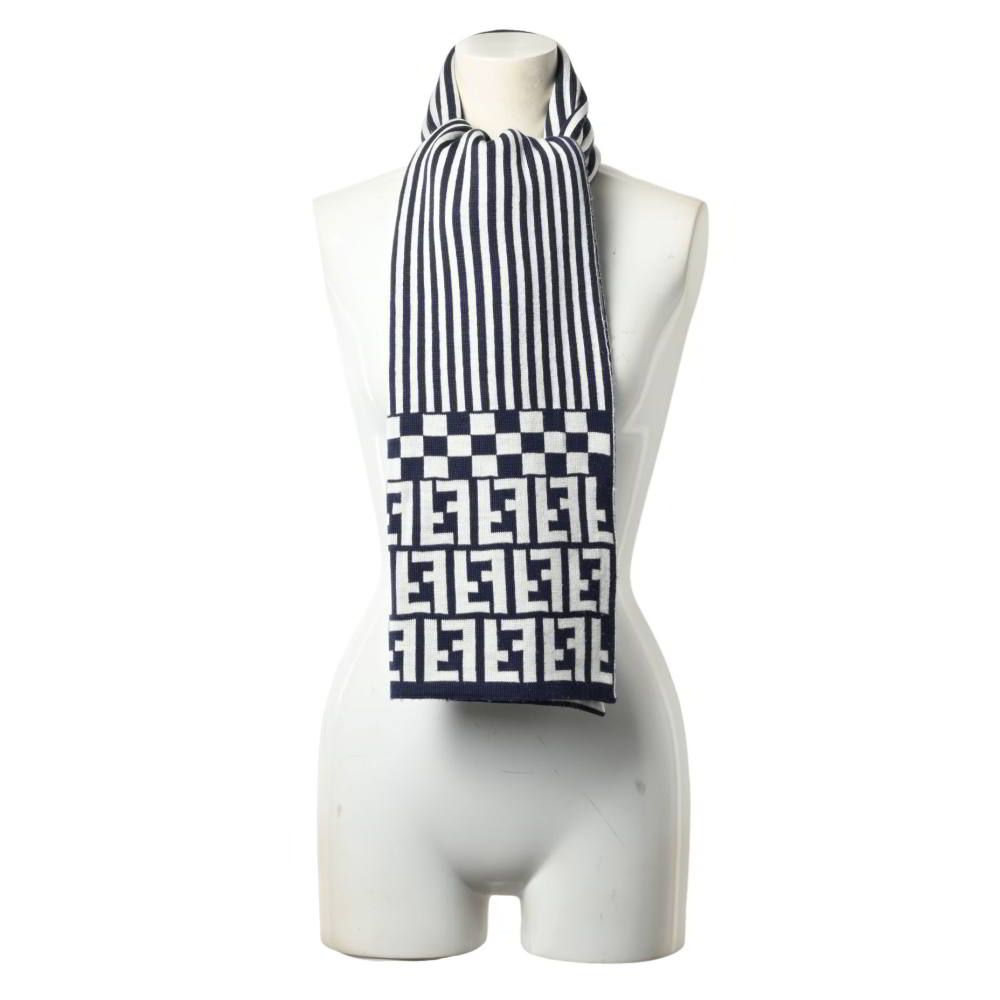 FENDI ズッカ柄 チェッカー ストライプ 切替 ウール マフラー - メルカリ