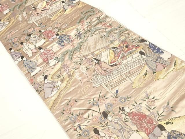 平和屋着物◎六通柄袋帯 源氏絵巻散策 金糸 正絹 逸品 DAAZ8843qa